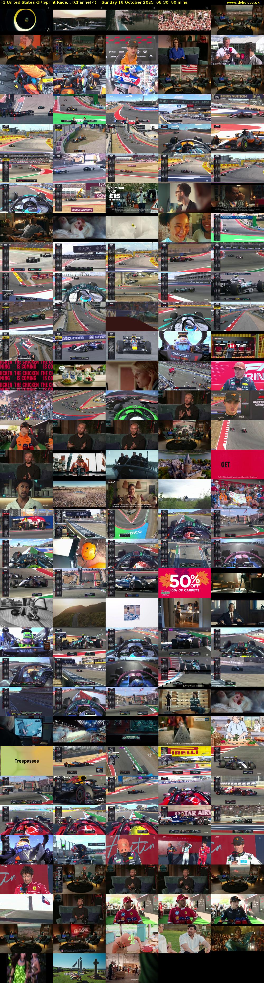 F1 United States GP Sprint Race... (Channel 4) Sunday 19 October 2025 08:30 - 10:00