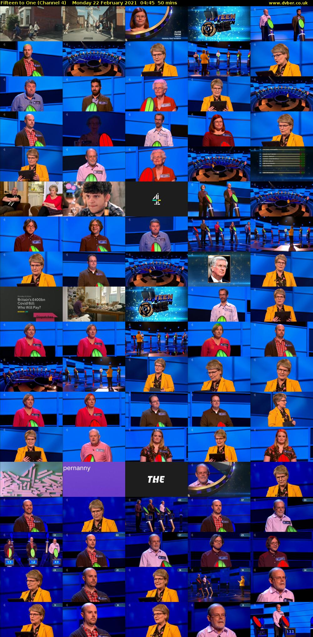 Fifteen to One (Channel 4) Monday 22 February 2021 04:45 - 05:35