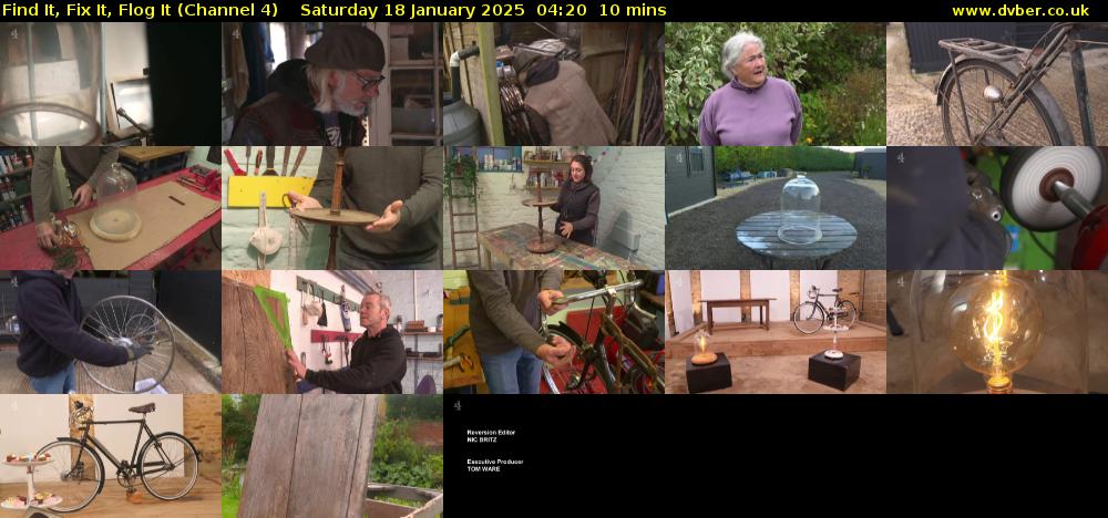 Find It, Fix It, Flog It (Channel 4) Saturday 18 January 2025 04:20 - 04:30