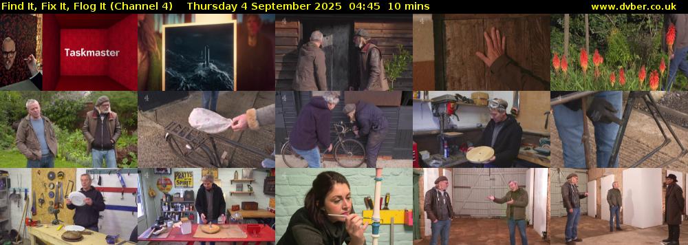 Find It, Fix It, Flog It (Channel 4) Thursday 4 September 2025 04:45 - 04:55