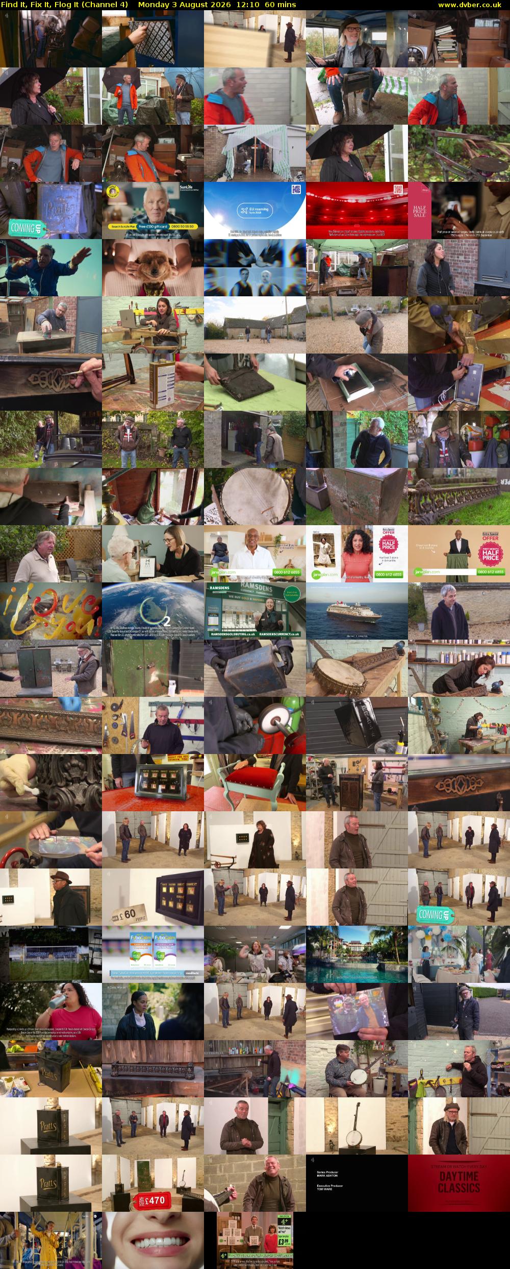 Find It, Fix It, Flog It (Channel 4) Monday 3 August 2026 12:10 - 13:10