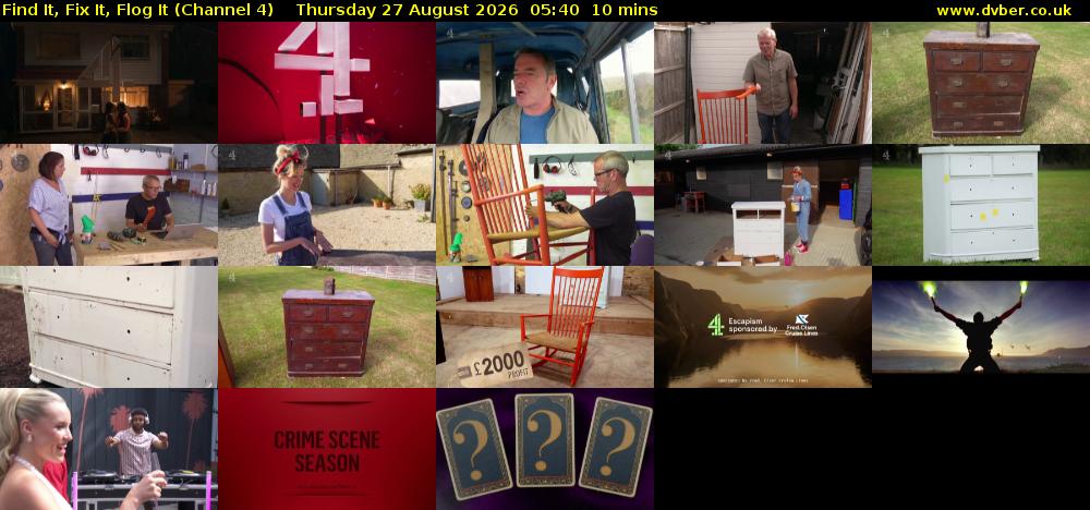 Find It, Fix It, Flog It (Channel 4) Thursday 27 August 2026 05:40 - 05:50