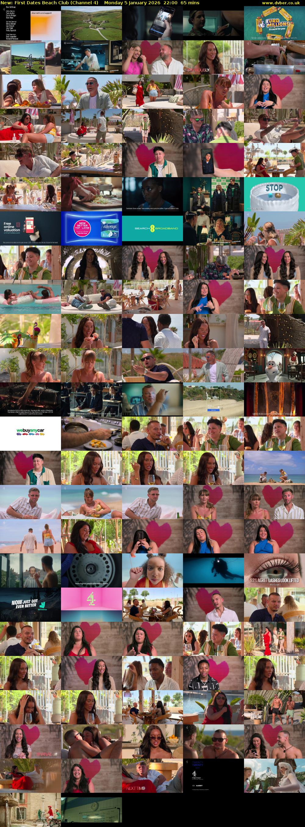 First Dates Beach Club (Channel 4) Monday 5 January 2026 22:00 - 23:05
