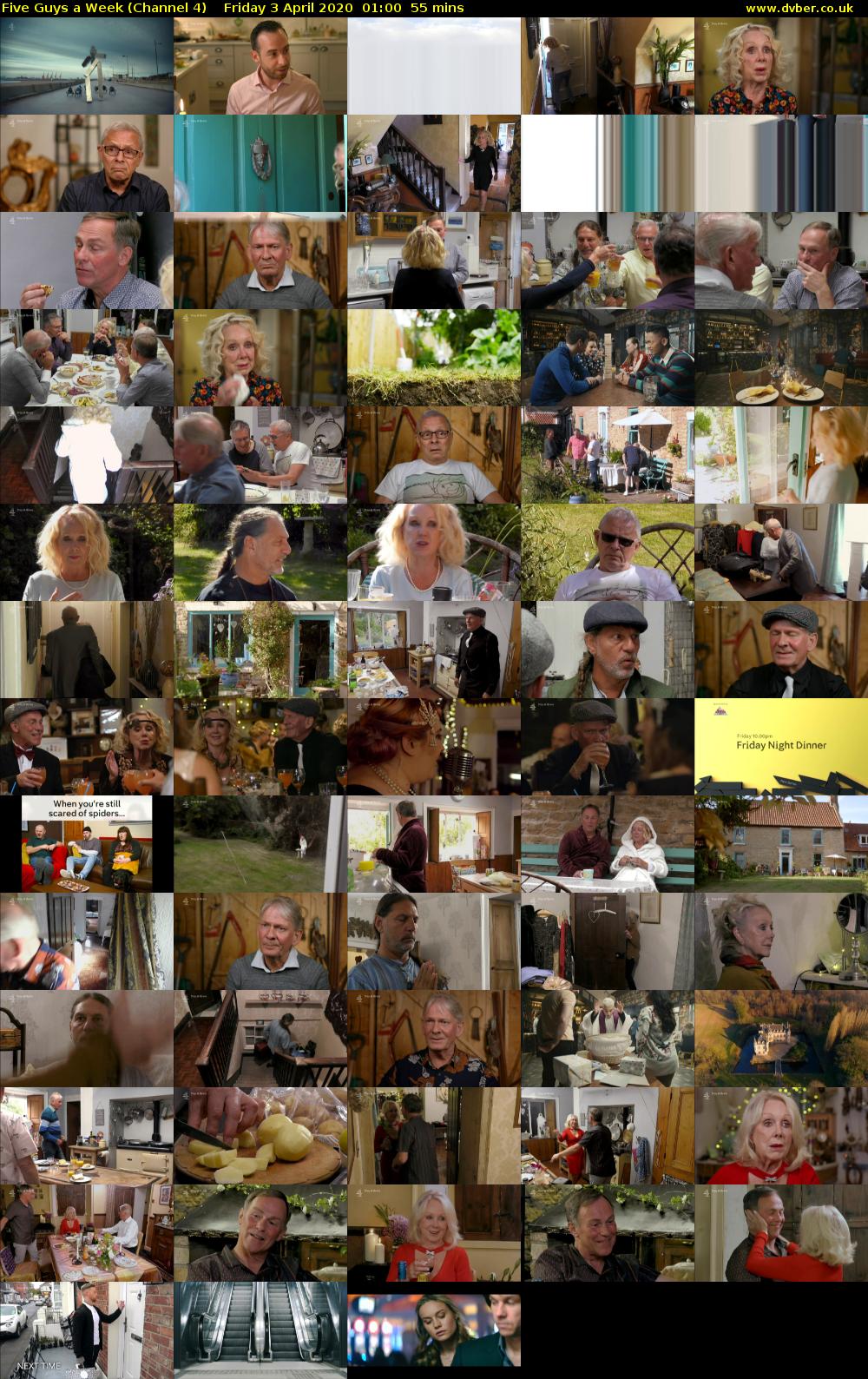 Five Guys a Week (Channel 4) Friday 3 April 2020 01:00 - 01:55