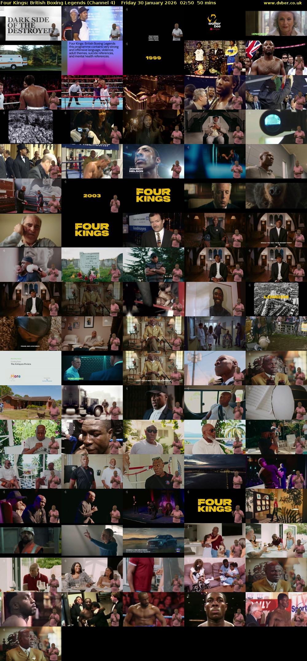 Four Kings: British Boxing Legends (Channel 4) Friday 30 January 2026 02:50 - 03:40