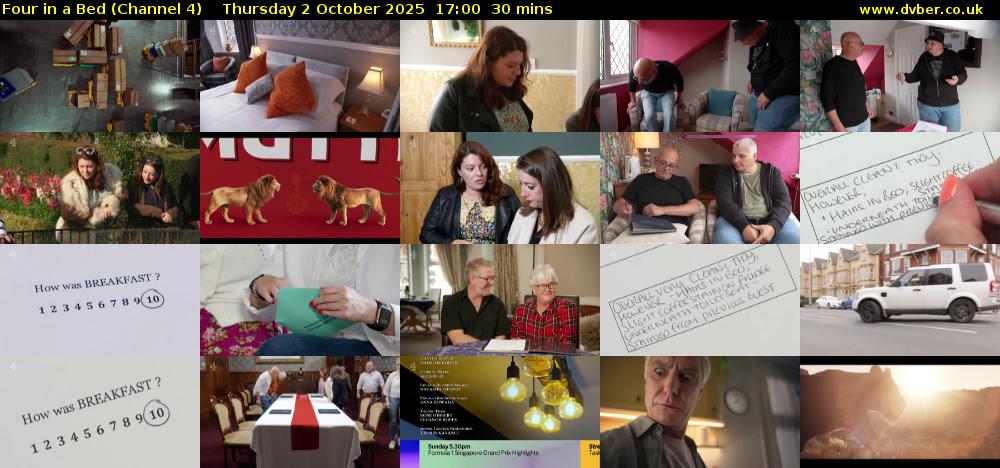 Four in a Bed (Channel 4) Thursday 2 October 2025 17:00 - 17:30
