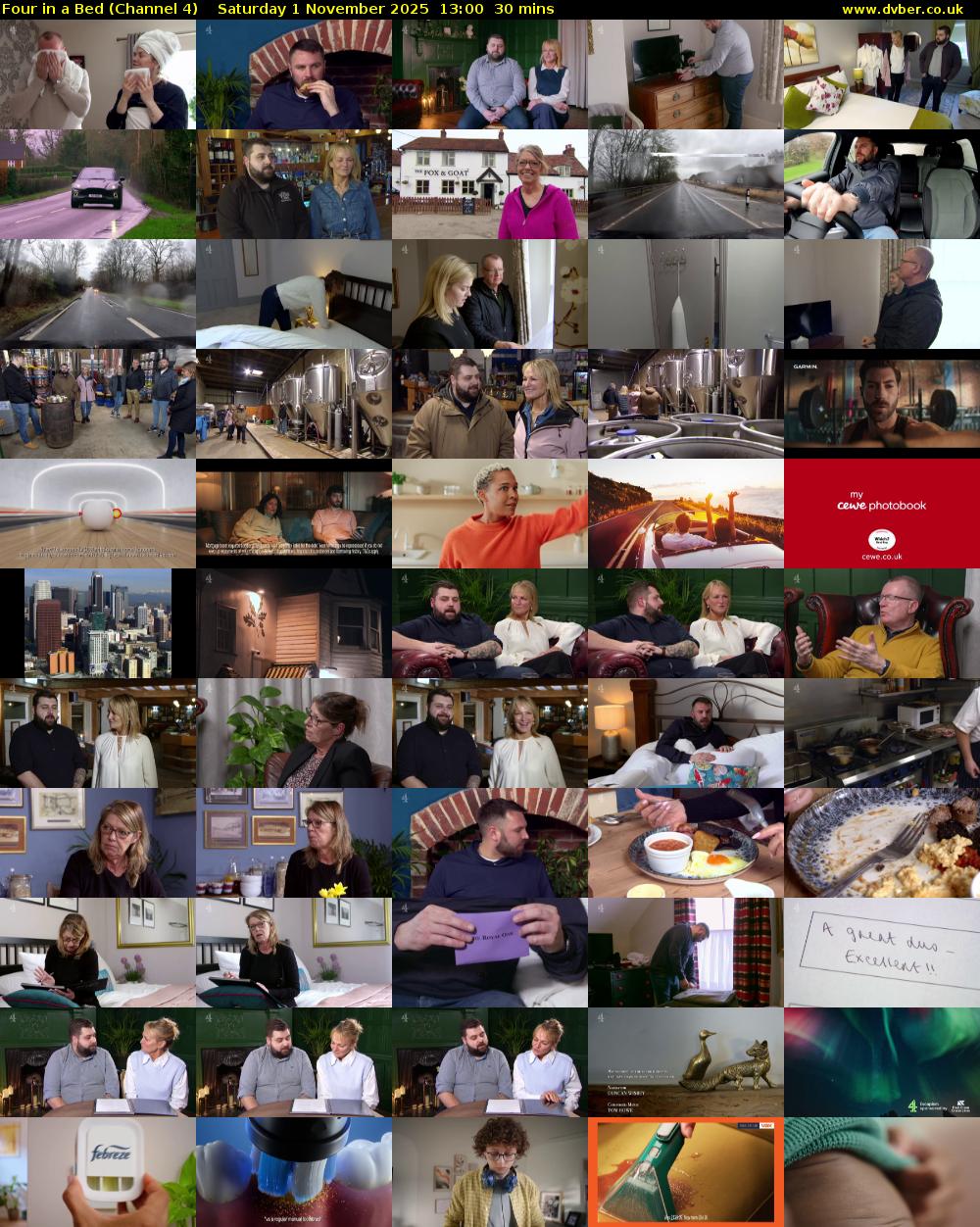 Four in a Bed (Channel 4) Saturday 1 November 2025 13:00 - 13:30