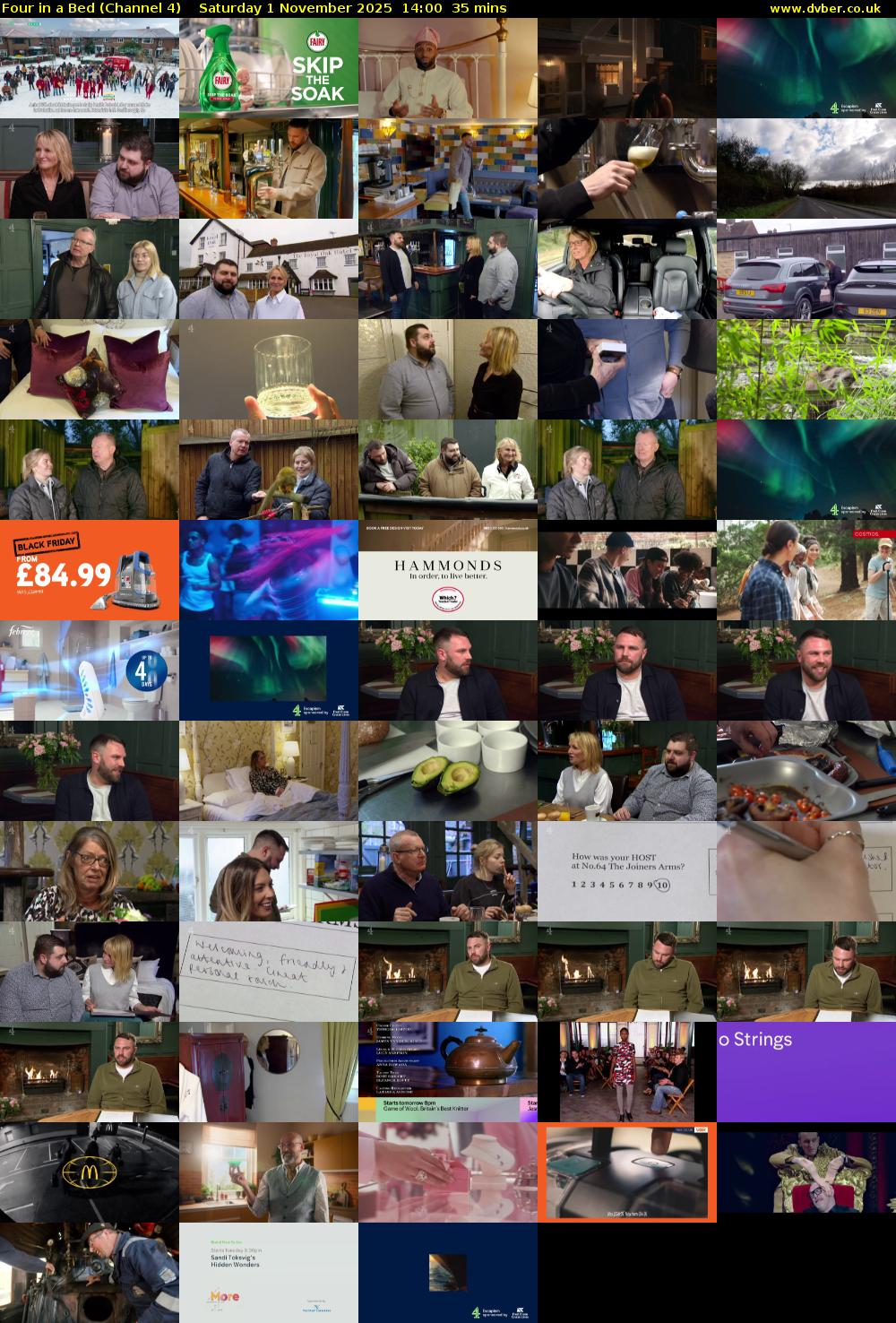 Four in a Bed (Channel 4) Saturday 1 November 2025 14:00 - 14:35