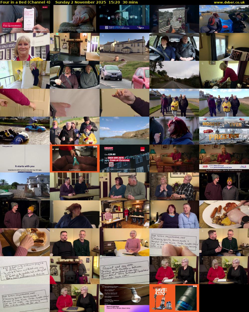 Four in a Bed (Channel 4) Sunday 2 November 2025 15:20 - 15:50