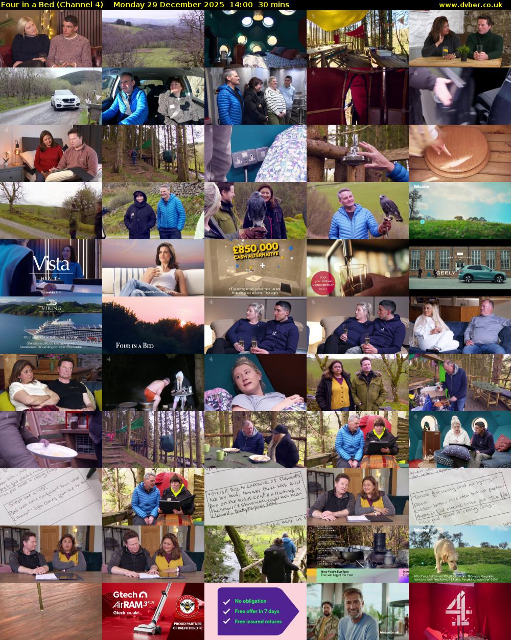 Four in a Bed (Channel 4) Monday 29 December 2025 14:00 - 14:30