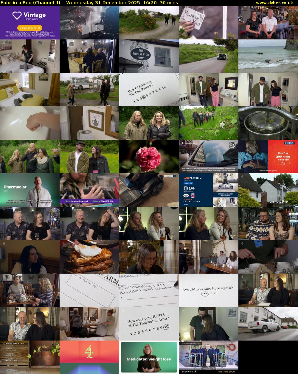 Four in a Bed (Channel 4) Wednesday 31 December 2025 16:20 - 16:50