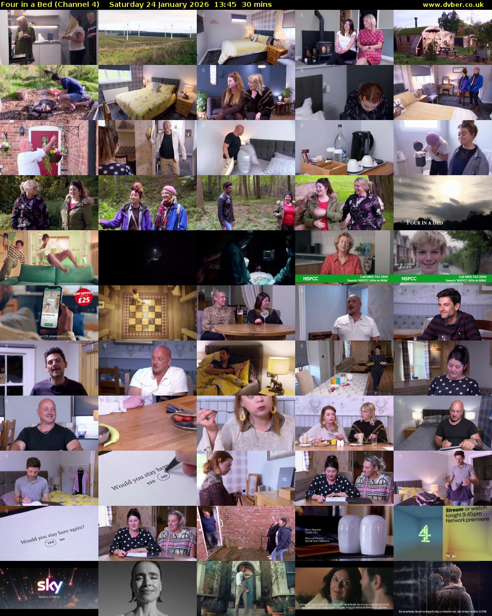 Four in a Bed (Channel 4) Saturday 24 January 2026 13:45 - 14:15