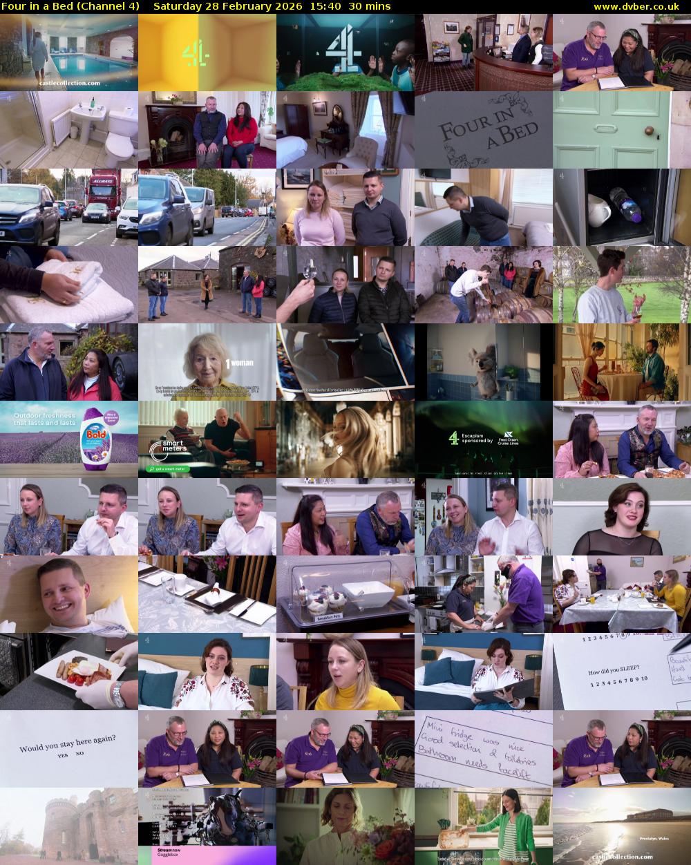 Four in a Bed (Channel 4) Saturday 28 February 2026 15:40 - 16:10