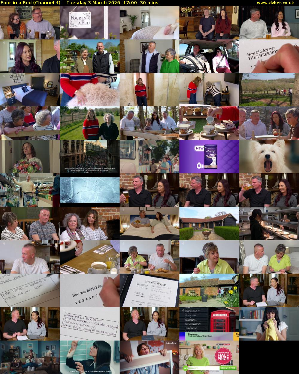 Four in a Bed (Channel 4) Tuesday 3 March 2026 17:00 - 17:30