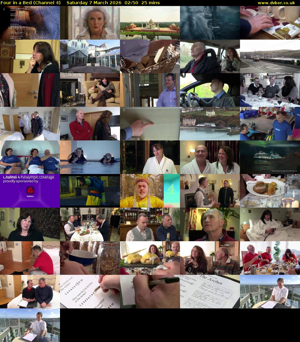 Four in a Bed (Channel 4) Saturday 7 March 2026 02:50 - 03:15