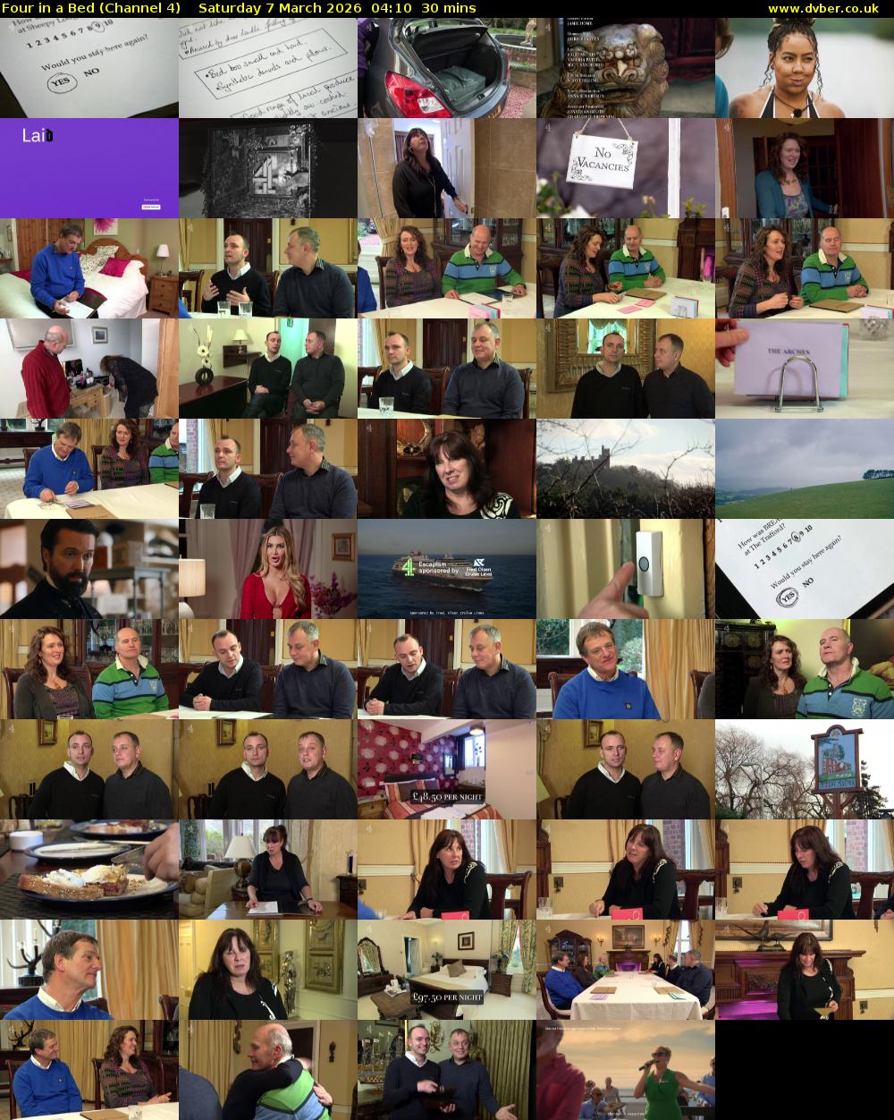 Four in a Bed (Channel 4) Saturday 7 March 2026 04:10 - 04:40