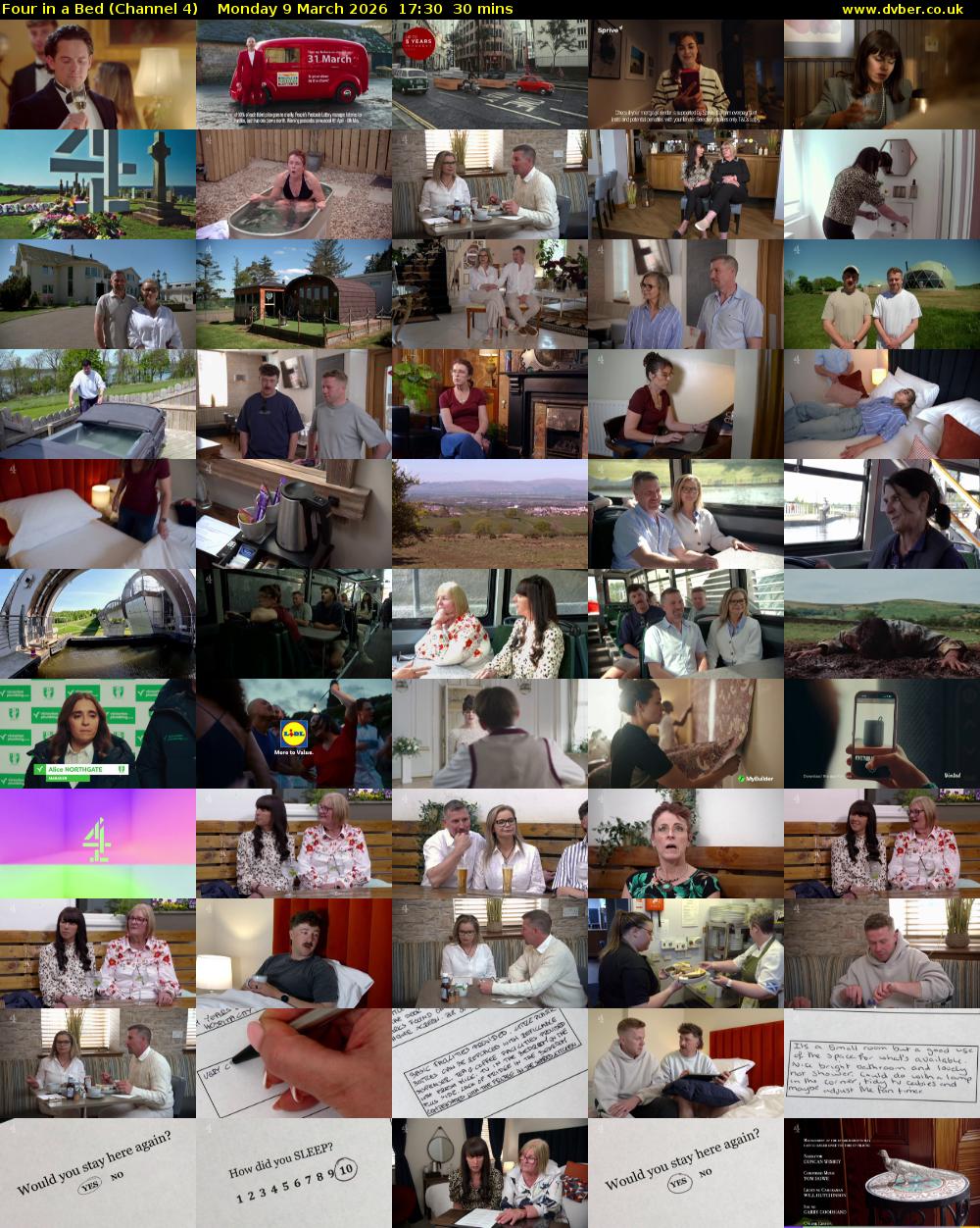 Four in a Bed (Channel 4) Monday 9 March 2026 17:30 - 18:00