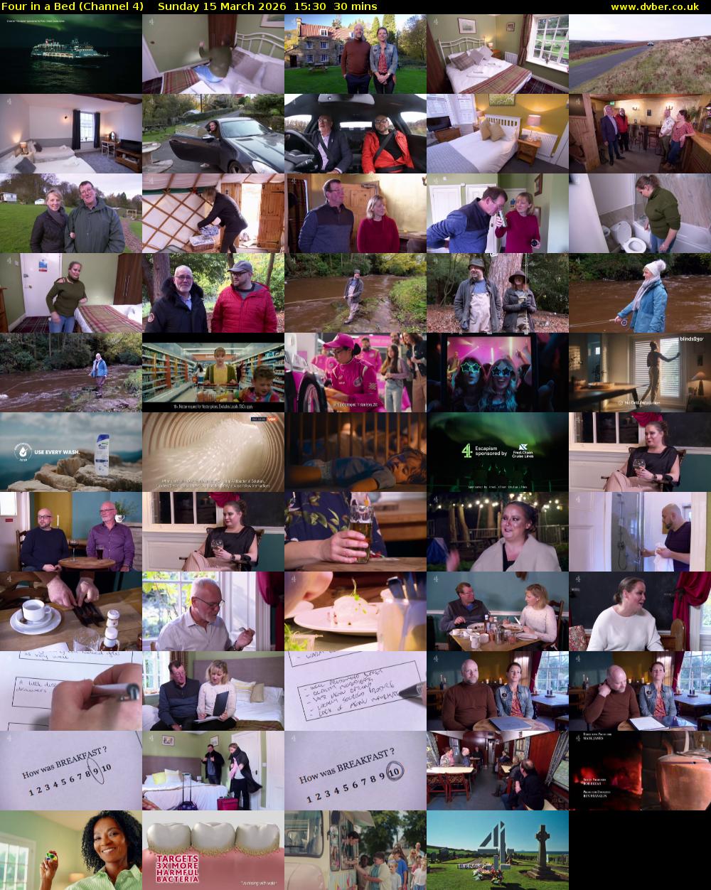 Four in a Bed (Channel 4) Sunday 15 March 2026 15:30 - 16:00