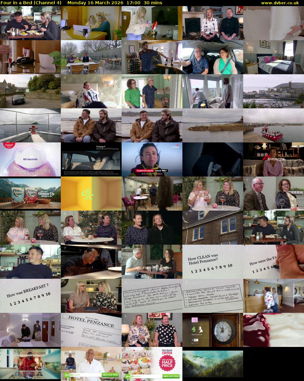 Four in a Bed (Channel 4) Monday 16 March 2026 17:00 - 17:30