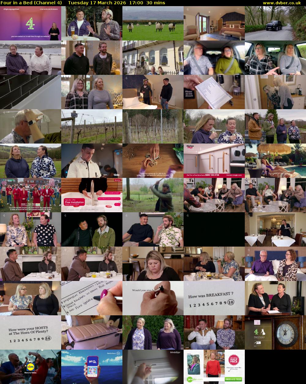 Four in a Bed (Channel 4) Tuesday 17 March 2026 17:00 - 17:30