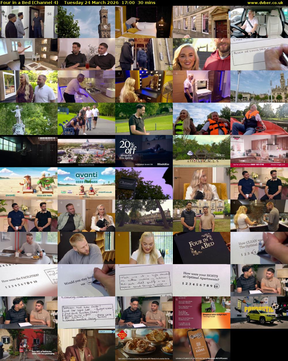 Four in a Bed (Channel 4) Tuesday 24 March 2026 17:00 - 17:30