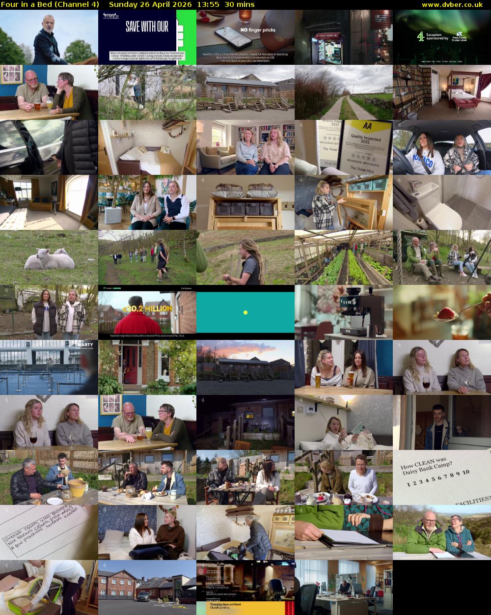 Four in a Bed (Channel 4) Sunday 26 April 2026 13:55 - 14:25