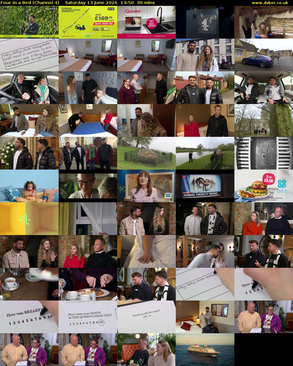 Four in a Bed (Channel 4) Saturday 13 June 2026 13:50 - 14:20