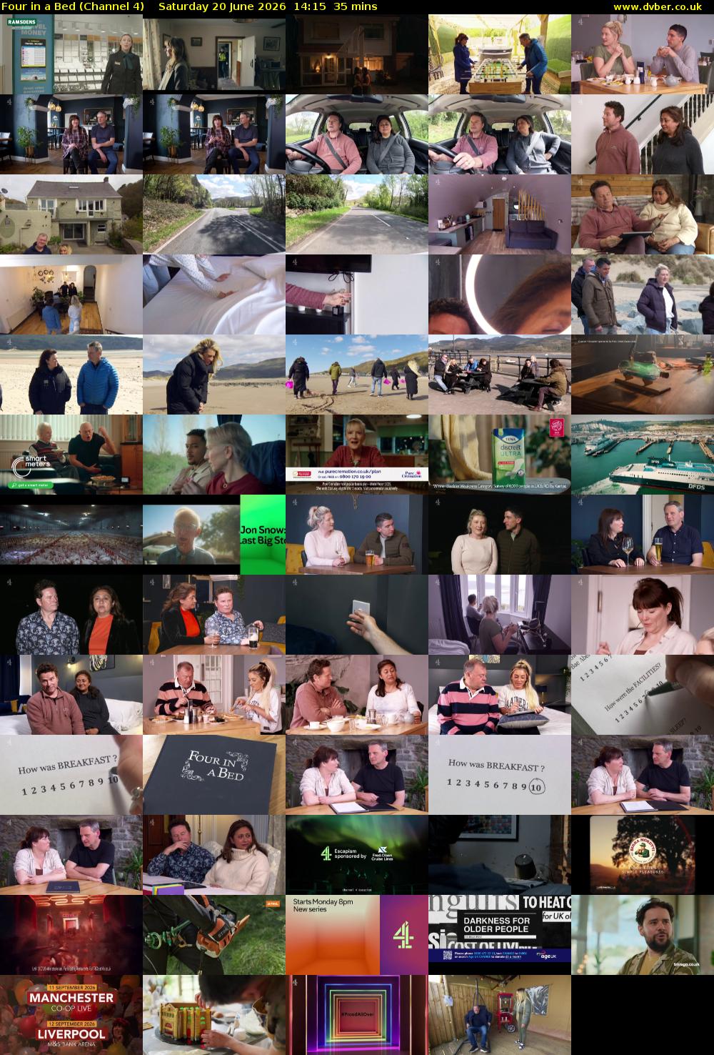 Four in a Bed (Channel 4) Saturday 20 June 2026 14:15 - 14:50