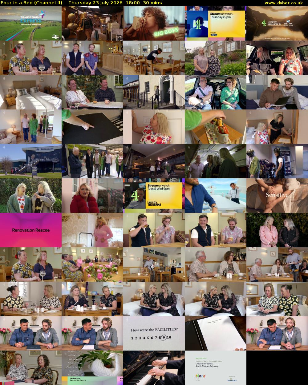 Four in a Bed (Channel 4) Thursday 23 July 2026 18:00 - 18:30