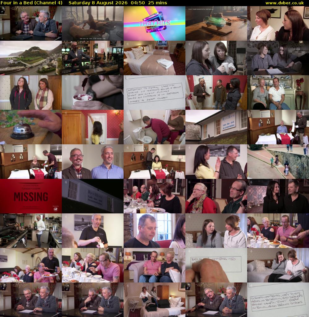 Four in a Bed (Channel 4) Saturday 8 August 2026 04:50 - 05:15