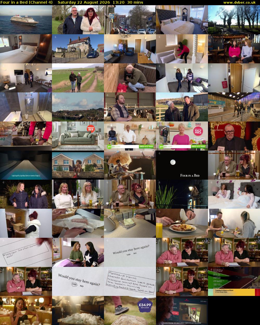 Four in a Bed (Channel 4) Saturday 22 August 2026 13:20 - 13:50