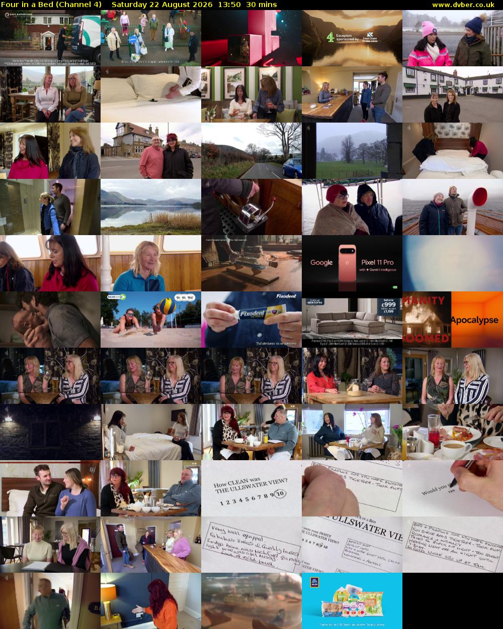 Four in a Bed (Channel 4) Saturday 22 August 2026 13:50 - 14:20