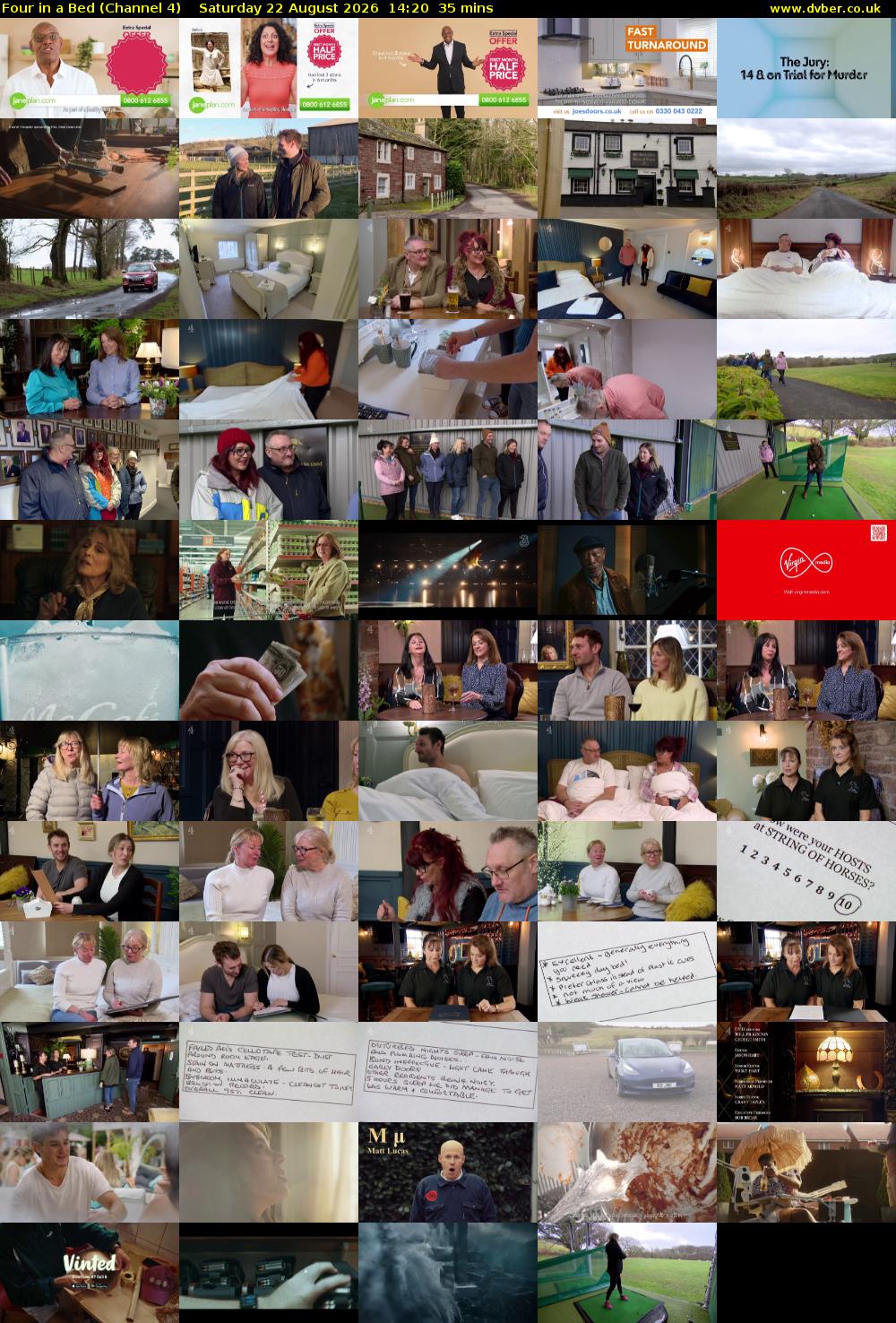 Four in a Bed (Channel 4) Saturday 22 August 2026 14:20 - 14:55