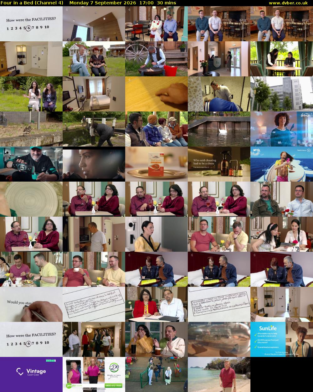 Four in a Bed (Channel 4) Monday 7 September 2026 17:00 - 17:30