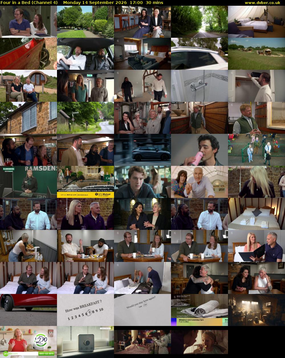 Four in a Bed (Channel 4) Monday 14 September 2026 17:00 - 17:30