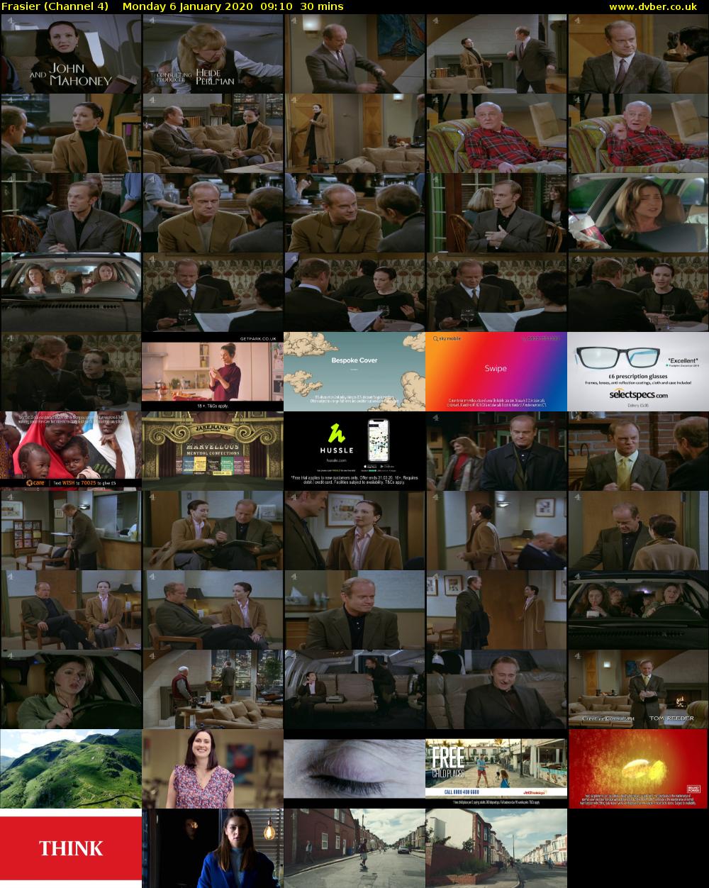 Frasier (Channel 4) Monday 6 January 2020 09:10 - 09:40