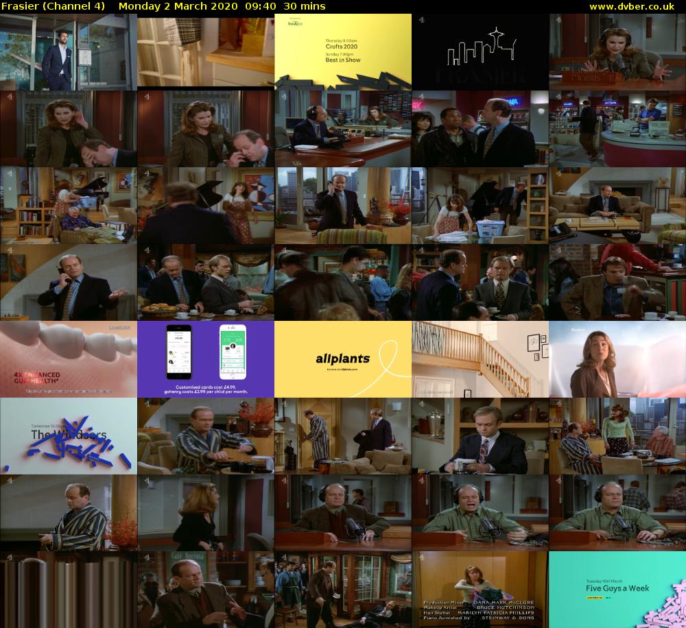 Frasier (Channel 4) Monday 2 March 2020 09:40 - 10:10