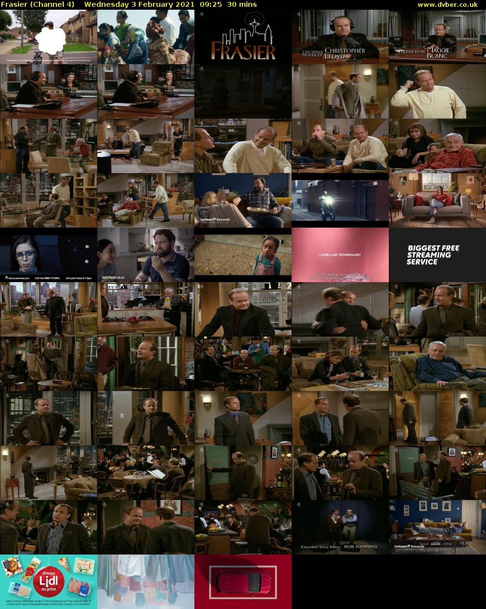 Frasier (Channel 4) Wednesday 3 February 2021 09:25 - 09:55