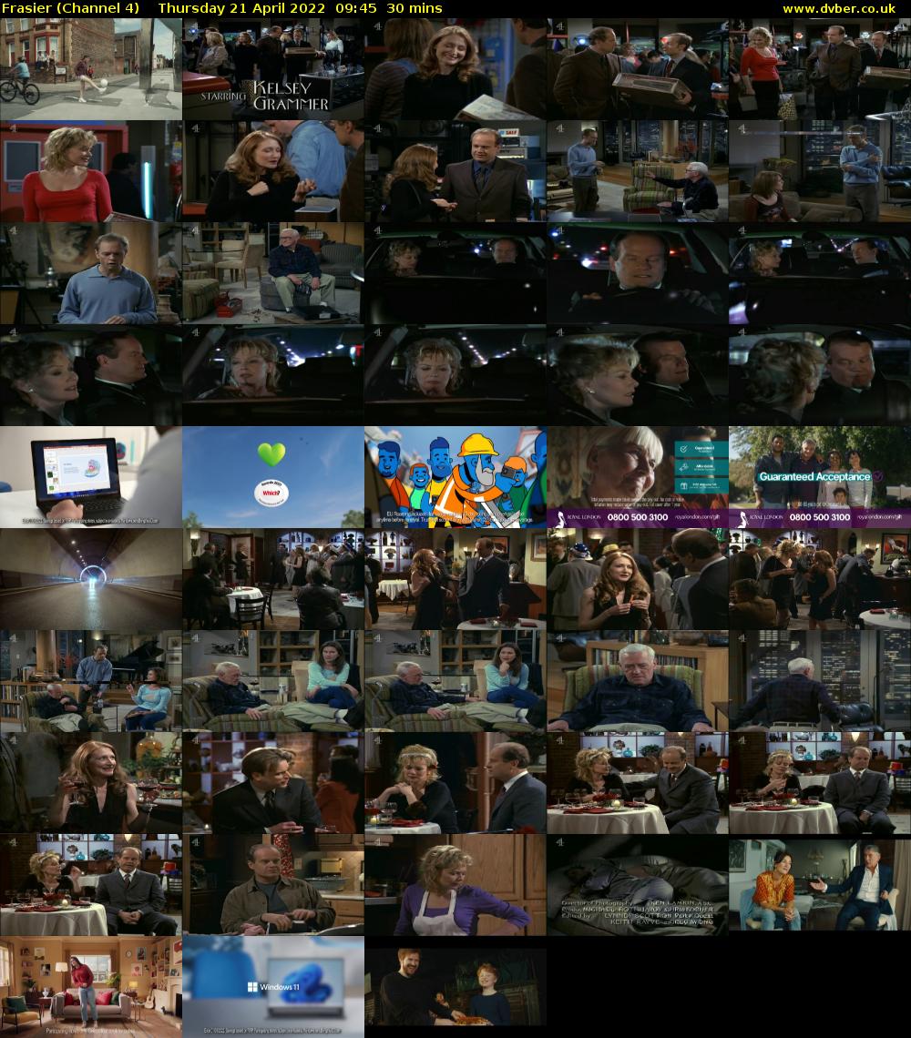 Frasier (Channel 4) Thursday 21 April 2022 09:45 - 10:15