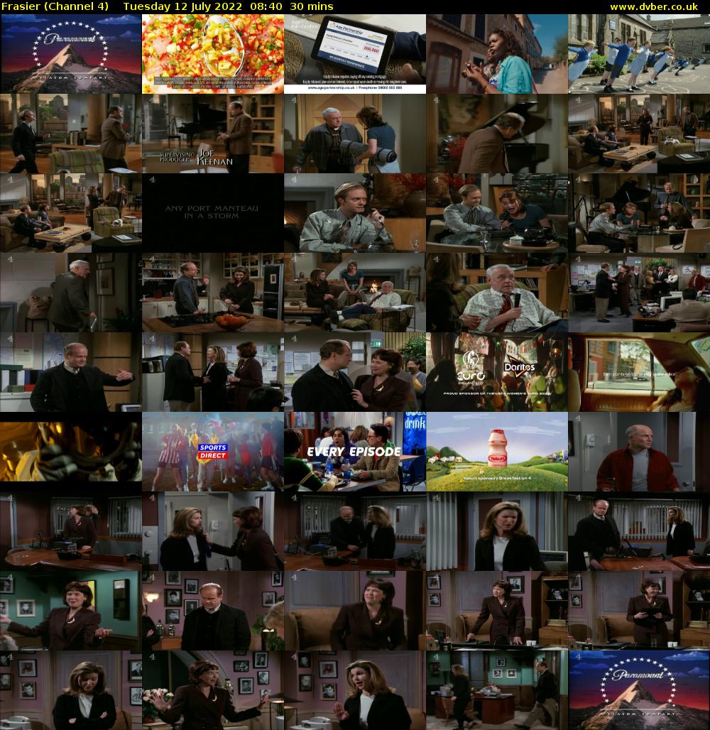 Frasier (Channel 4) Tuesday 12 July 2022 08:40 - 09:10