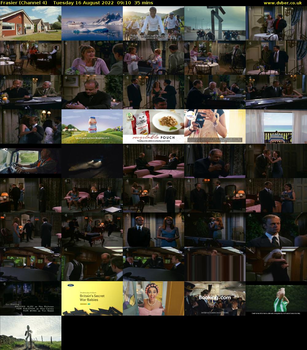 Frasier (Channel 4) Tuesday 16 August 2022 09:10 - 09:45