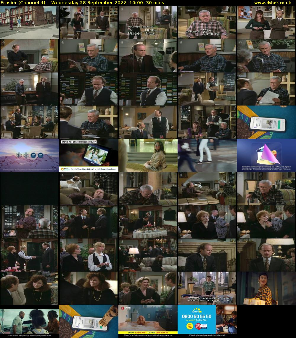 Frasier (Channel 4) Wednesday 28 September 2022 10:00 - 10:30