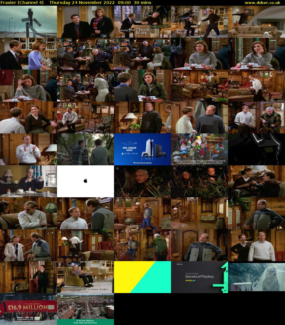 Frasier (Channel 4) Thursday 24 November 2022 09:00 - 09:30