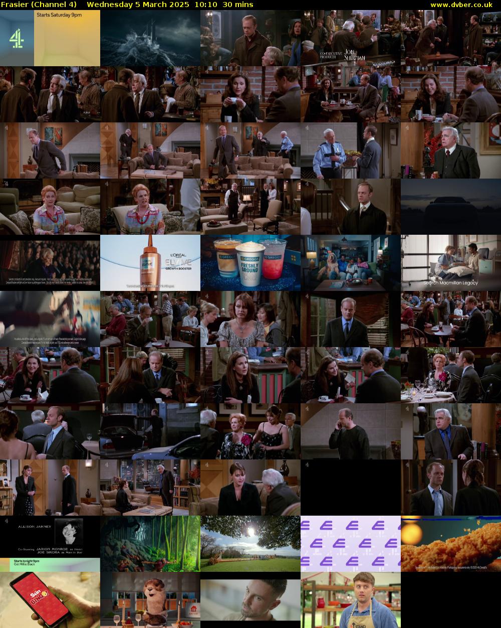 Frasier (Channel 4) Wednesday 5 March 2025 10:10 - 10:40