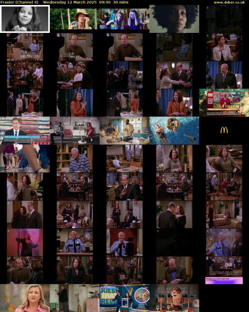 Frasier (Channel 4) Wednesday 12 March 2025 09:40 - 10:10