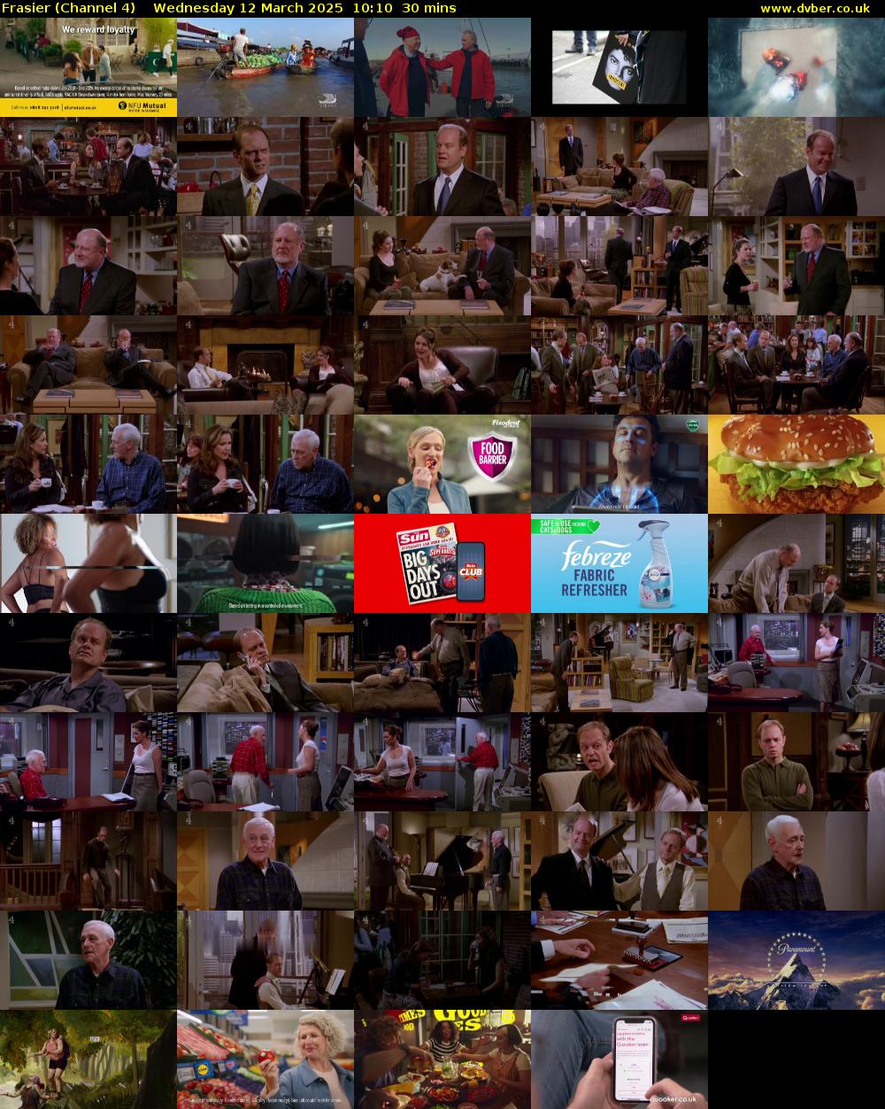 Frasier (Channel 4) Wednesday 12 March 2025 10:10 - 10:40