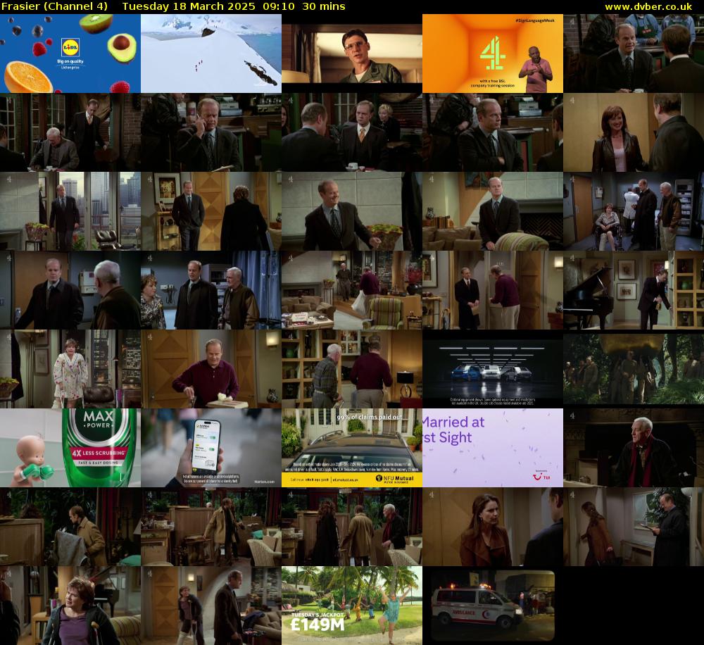 Frasier (Channel 4) Tuesday 18 March 2025 09:10 - 09:40