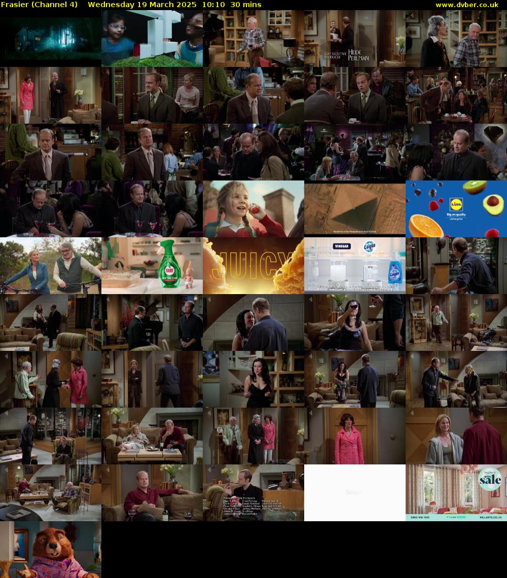Frasier (Channel 4) Wednesday 19 March 2025 10:10 - 10:40