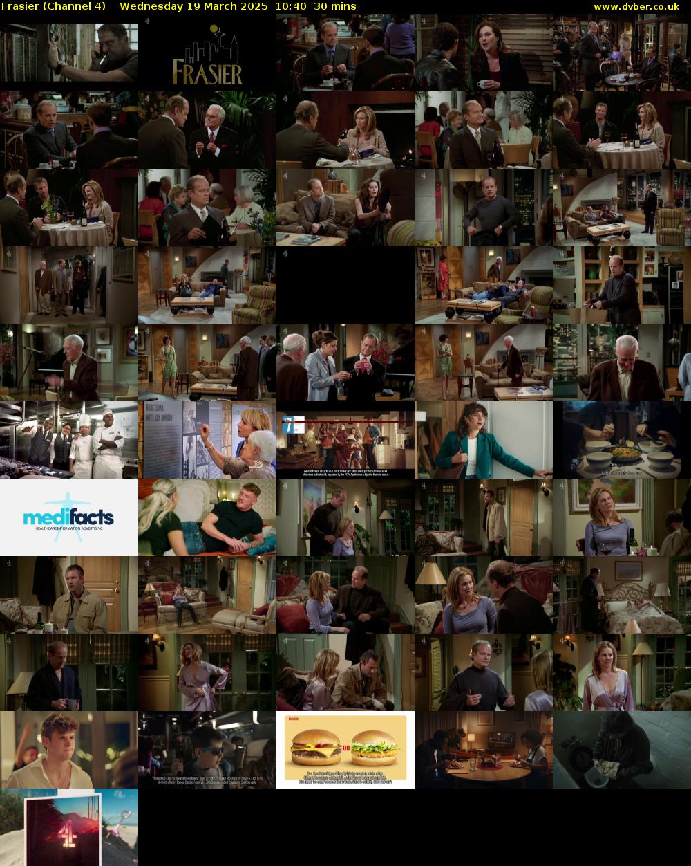 Frasier (Channel 4) Wednesday 19 March 2025 10:40 - 11:10