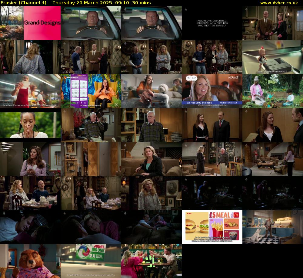 Frasier (Channel 4) Thursday 20 March 2025 09:10 - 09:40